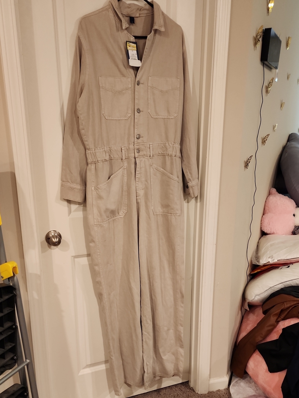 Neutral Beige Utility Jumpsuit